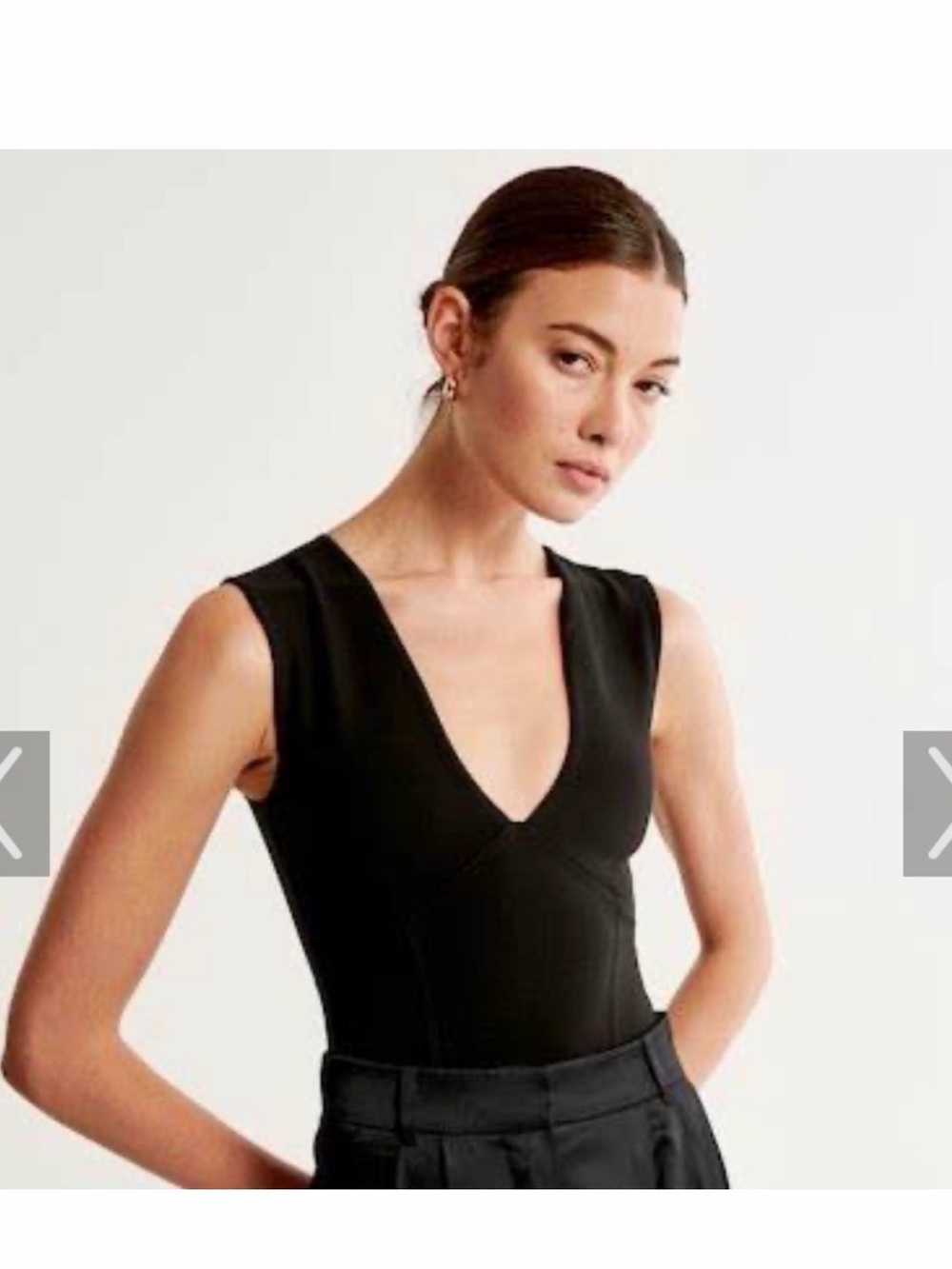 Black V-Neck Sleeveless Womenβs Bodysuit